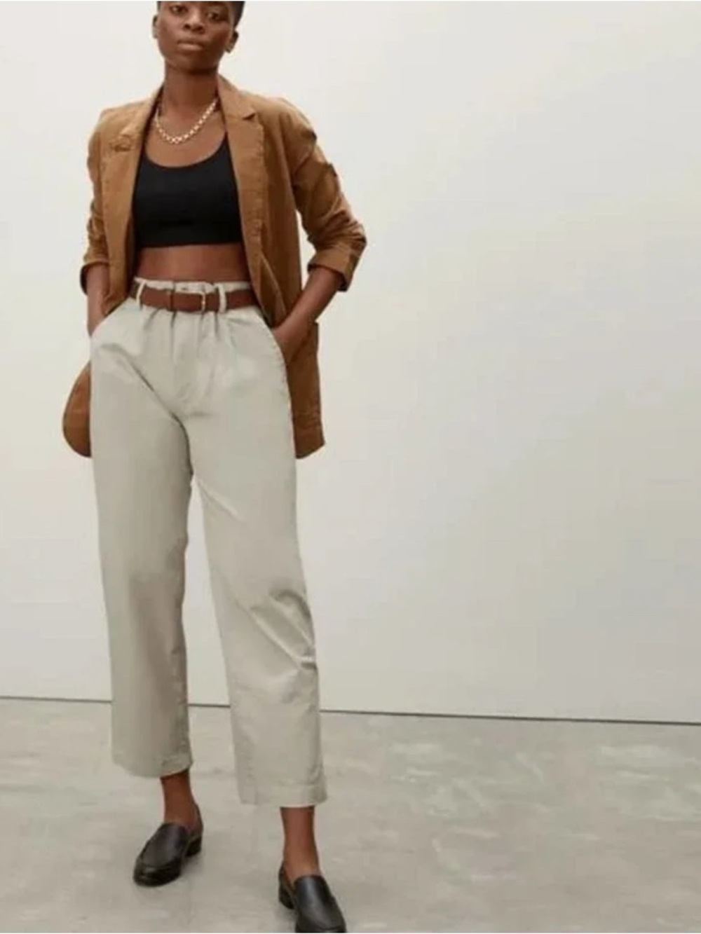 Everlane High Rise Pleated Chino Pant Light Cream Size 4